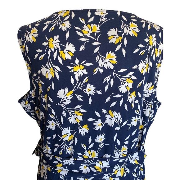 Land’s End Sleeveless Tie Waist Maxi Dress Deep Sea Navy Floral Sz 3X (24W-26W) - Picture 6 of 11